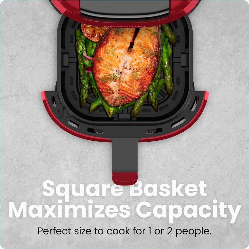 Chefman 2 Qt Mini Air Fryer – Digital Space-Saving Compact Air Fryer with Nonstick and Dishwasher Safe Basket, Quick & Easy Meals in Minutes, Features Digital Timer and Shake Reminder – Red - Image 4